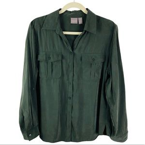 CHICO’S Military Green Blouse Size 2